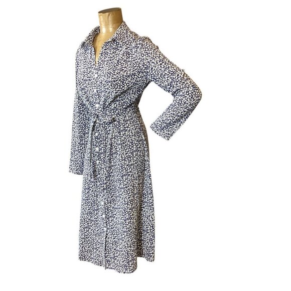 RIHOAS Long Sleeve Button Front Shirt Dress Sz M Blue & White Ditzy Floral #47Q - Picture 5 of 9